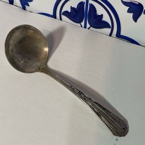 Vintage cathedral silver plated Mayonnaise Ladle 4’ small ladle